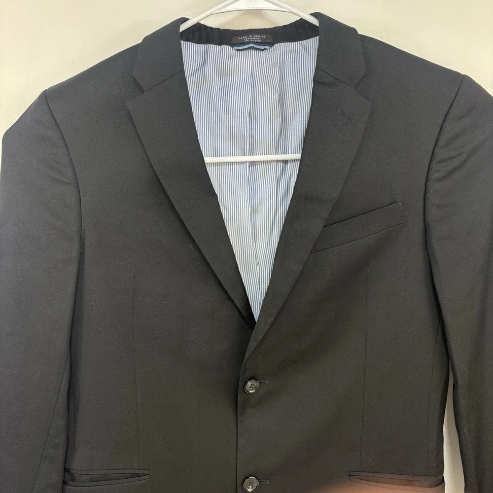 Tommy Hilfiger Suit Jacket Mens Size 40L Black 100%‎ Wool Blazer Sports Coat